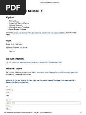 01 Python 01 Programming Basics