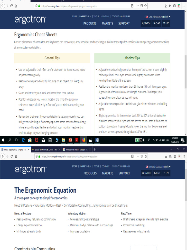 Computer Ergonomics | PDF