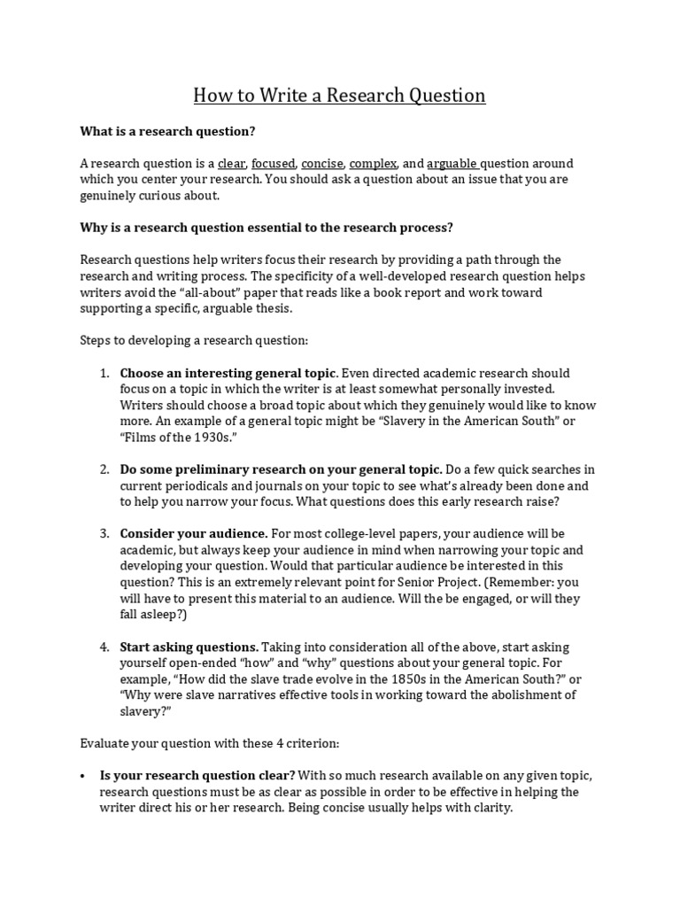 How To Write A Research Question | PDF
