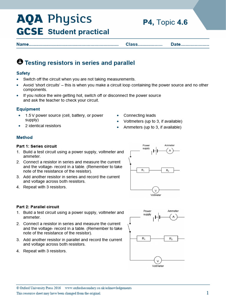 Resistors in Series and Parallel PDF