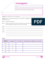 Resistance Investigation Middle Ability Activity Sheet