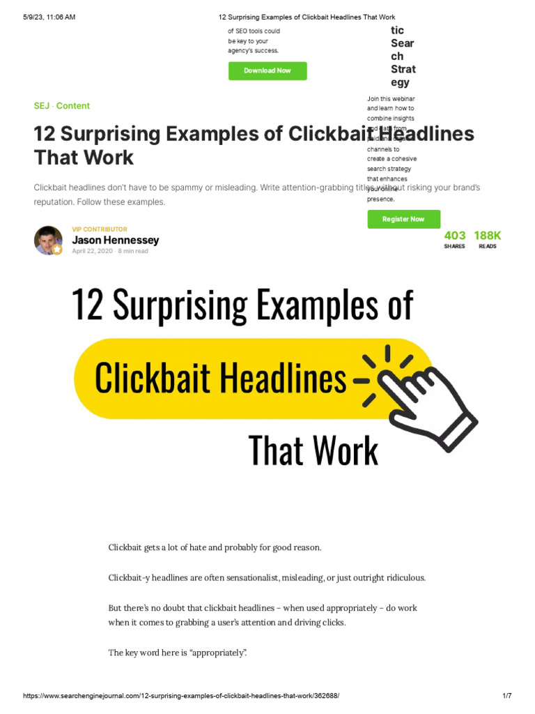 Effective Clickbait Headline Examples | PDF | Cyberspace | World Wide Web