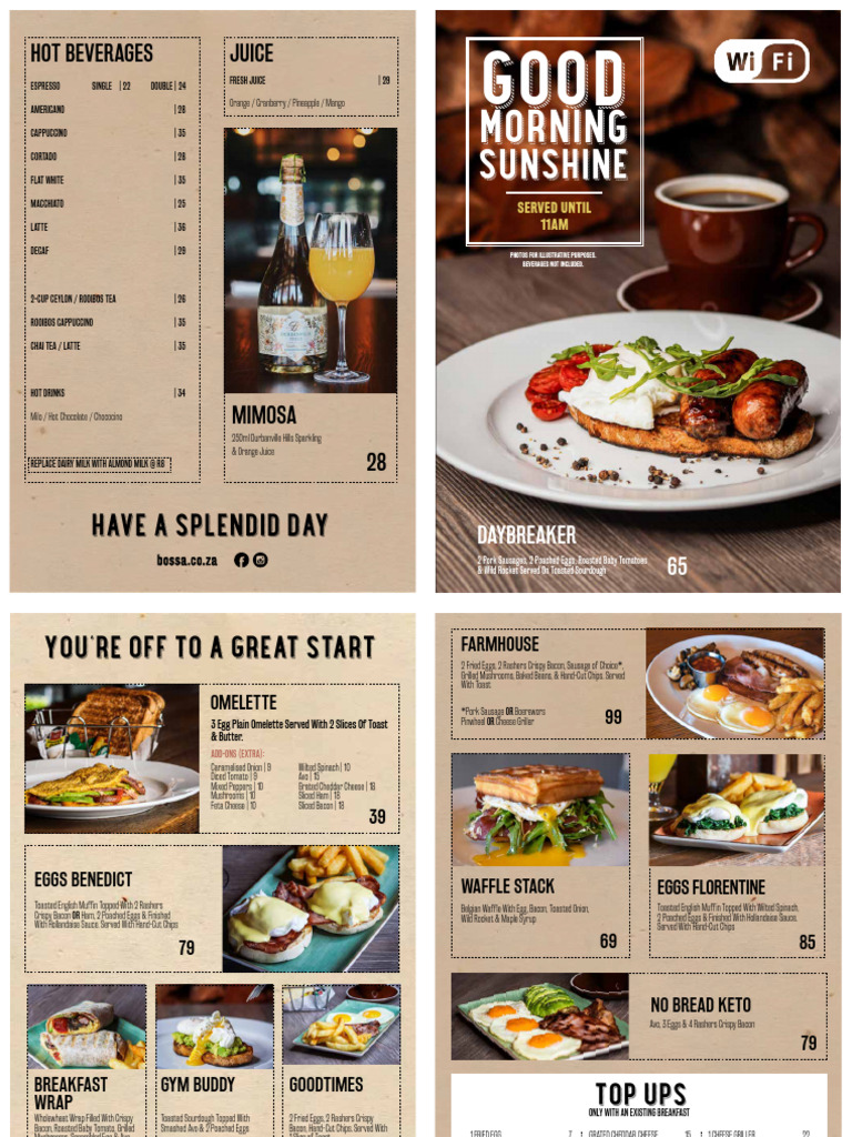 Bossa Breakfast Online | PDF | Bacon | French Fries