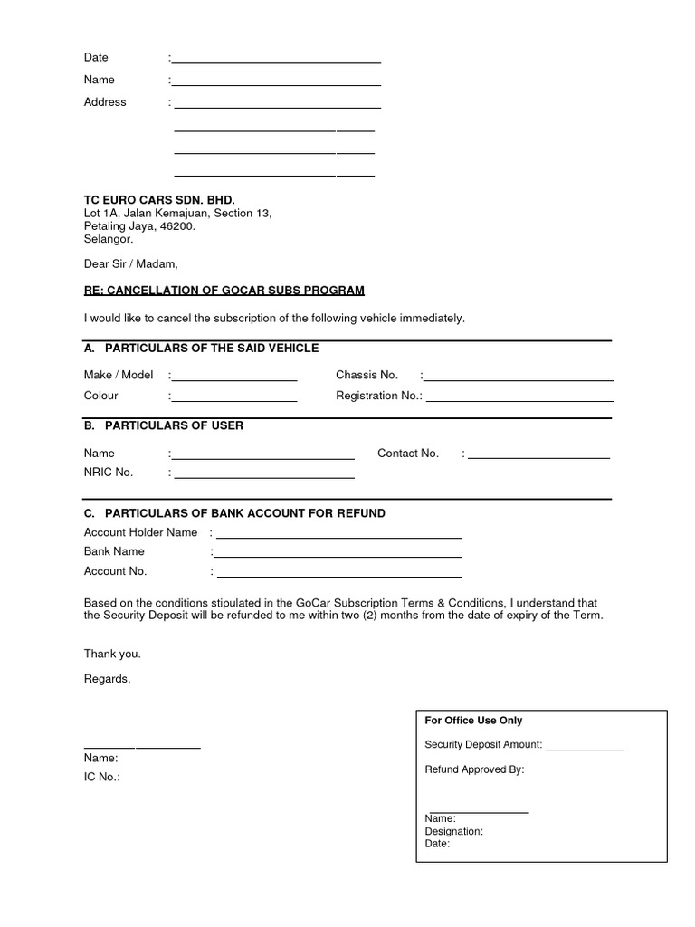 Cancellation Form | PDF