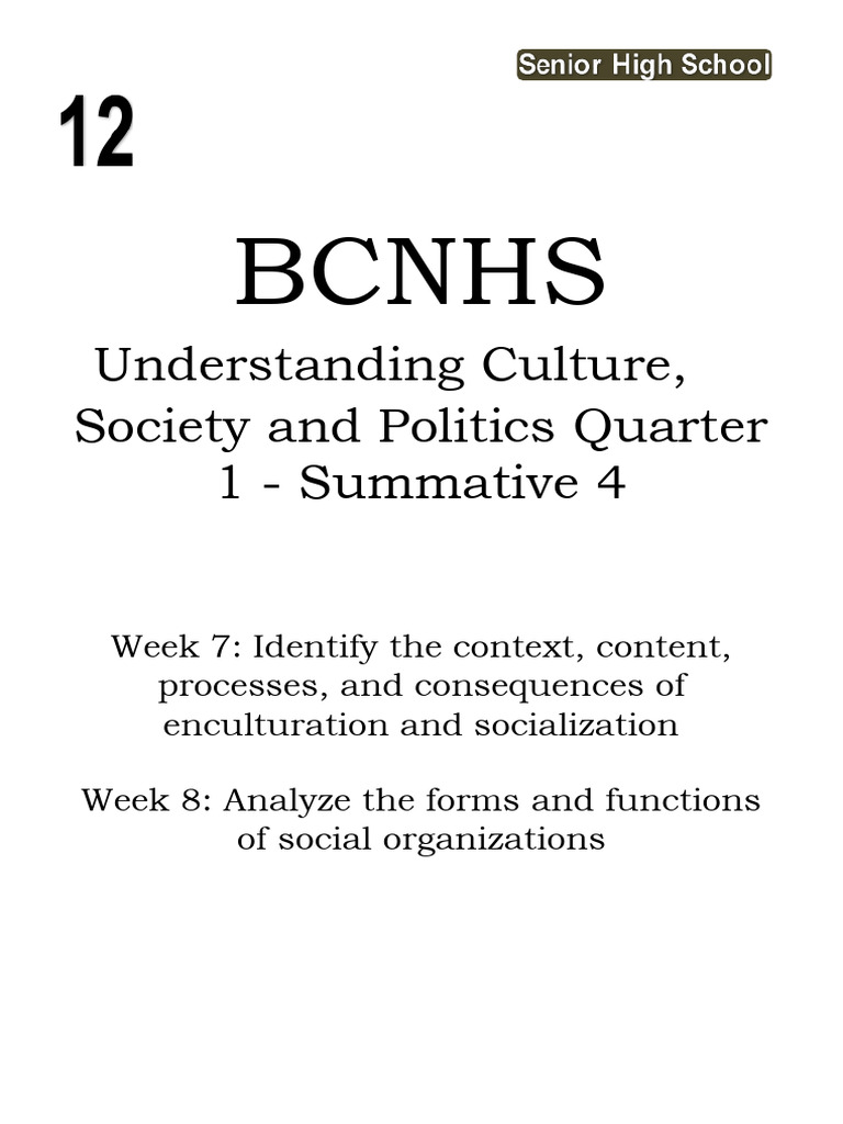 Enculturation and Socialization Quiz | PDF | Socialization | Deviance ...