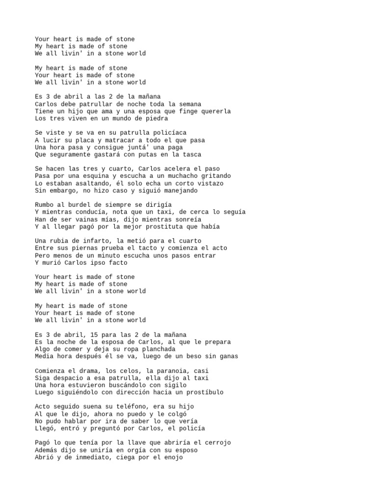Letra - Mundo de Pierda | PDF