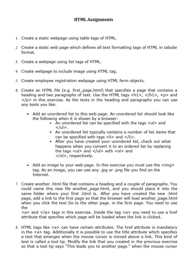 HTML-Assignments | PDF