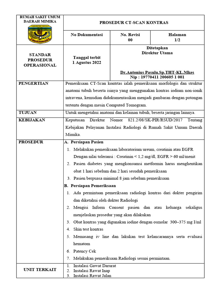 Sop Ct-Scan Kontras | PDF