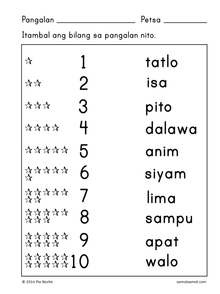 Bilang Pito Worksheets for Kids | PDF