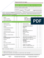 Formulario Único de Salud. Departamento Los Lagos: Ficha de Aptitud Física. Antecedentes Personales y Familiares