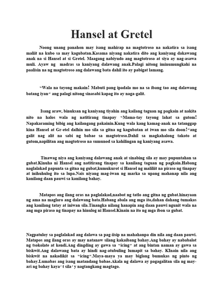 Hansel at gretel story making pdf