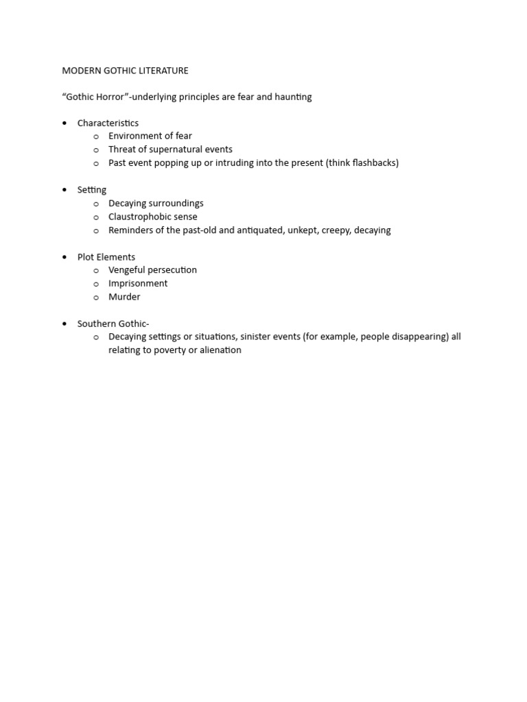 Modern Gothic - Key Principles | PDF | Young Adult