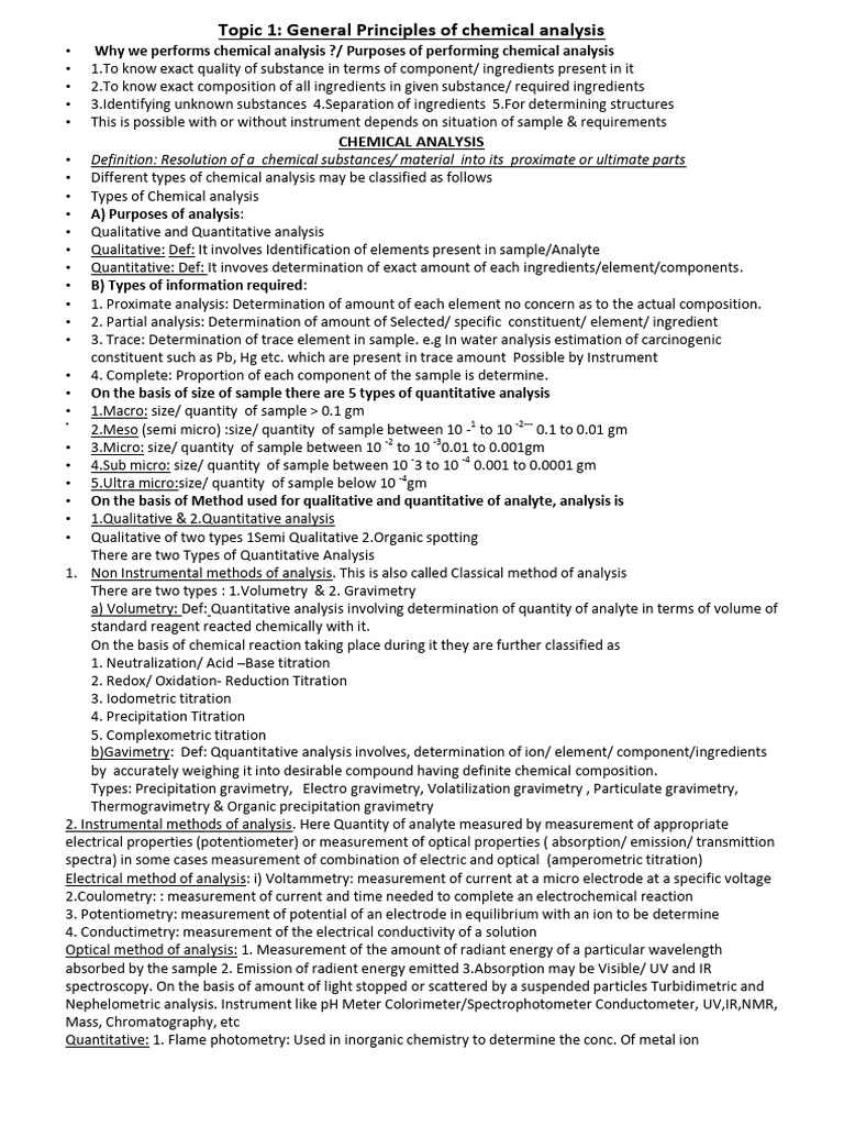 Chemical Analysis PDF Titration Chemistry