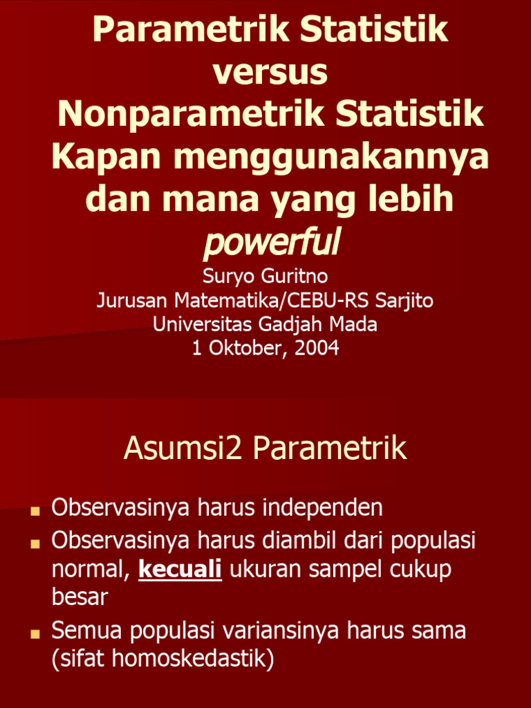 Parametric versus nonparametric statistics pdf