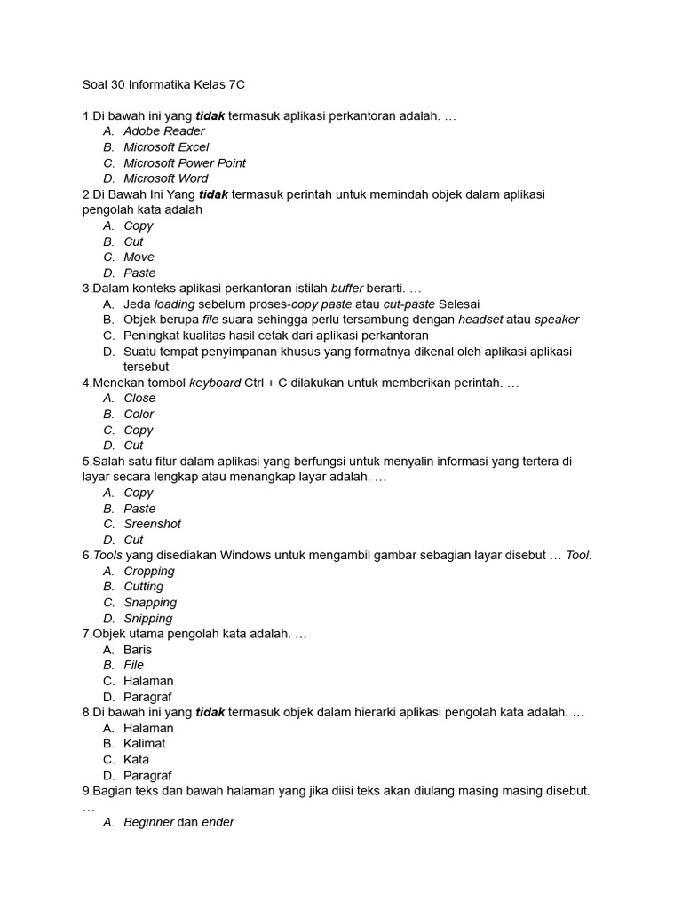 Informatika Kelas 7C | PDF | Seni | Komputer