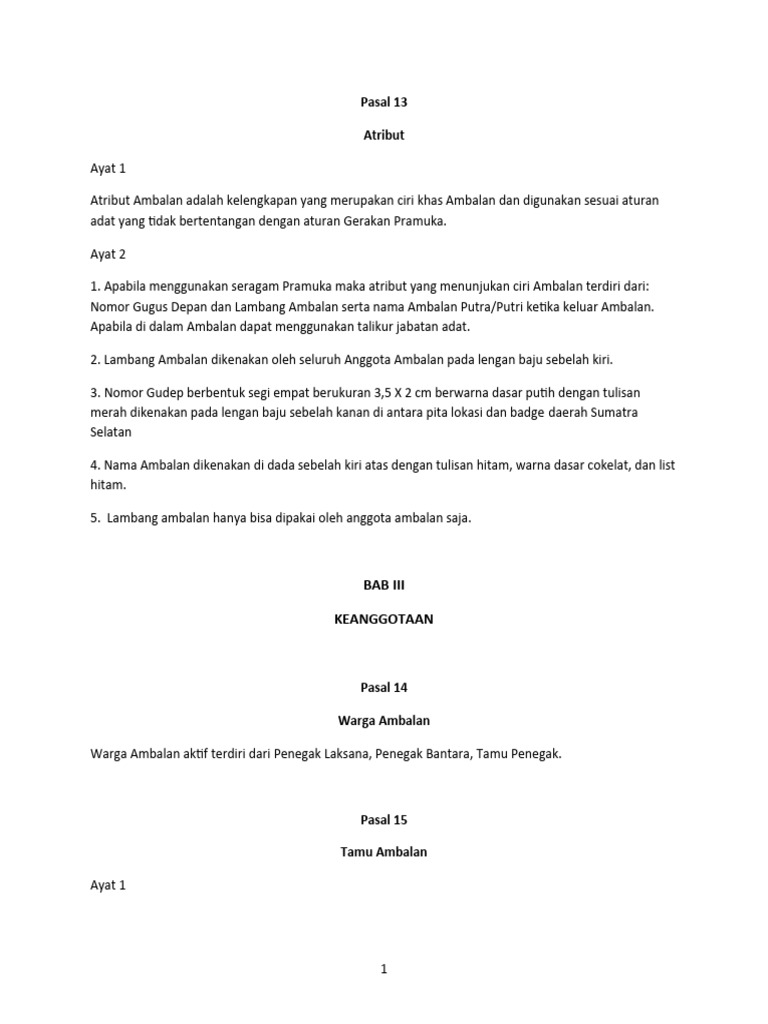 Aturan Atribut dan Keanggotaan Ambalan | PDF