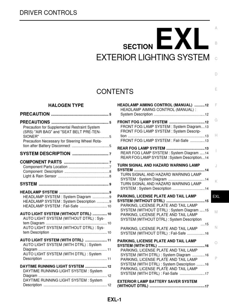 Exterior Lighting System Section PDF Airbag Headlamp