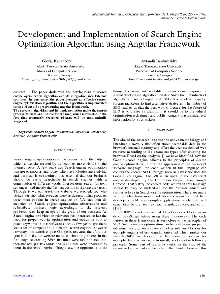 Development and implementation of search engine optimization algorithm