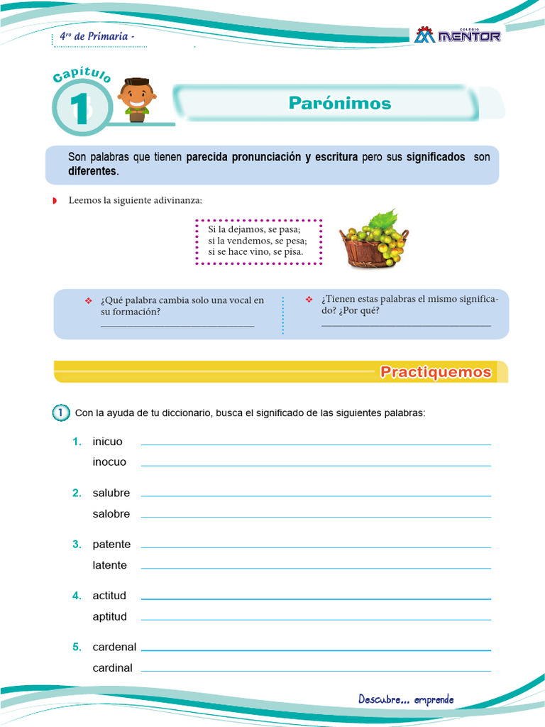 Ejemplos de Parónimos para Primaria | PDF