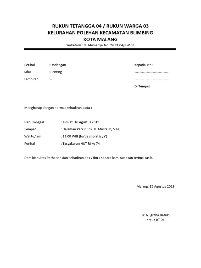 Undangan RT | PDF