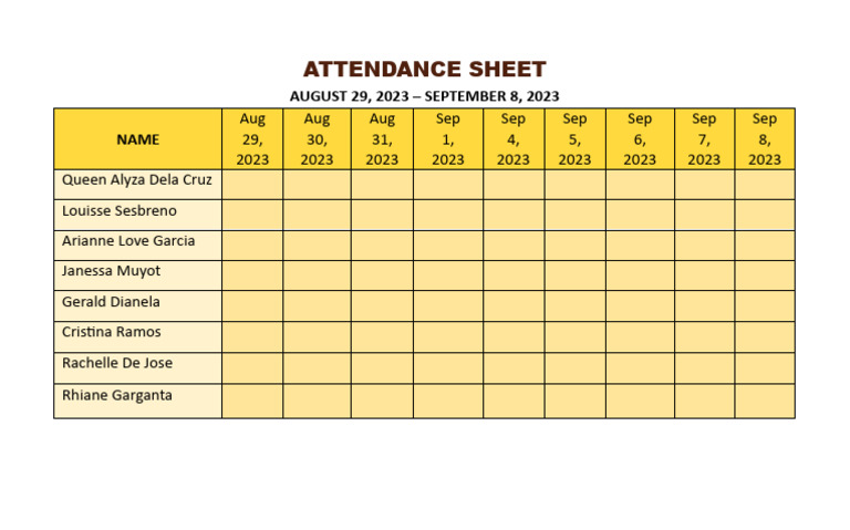 Attendance Sheet | PDF