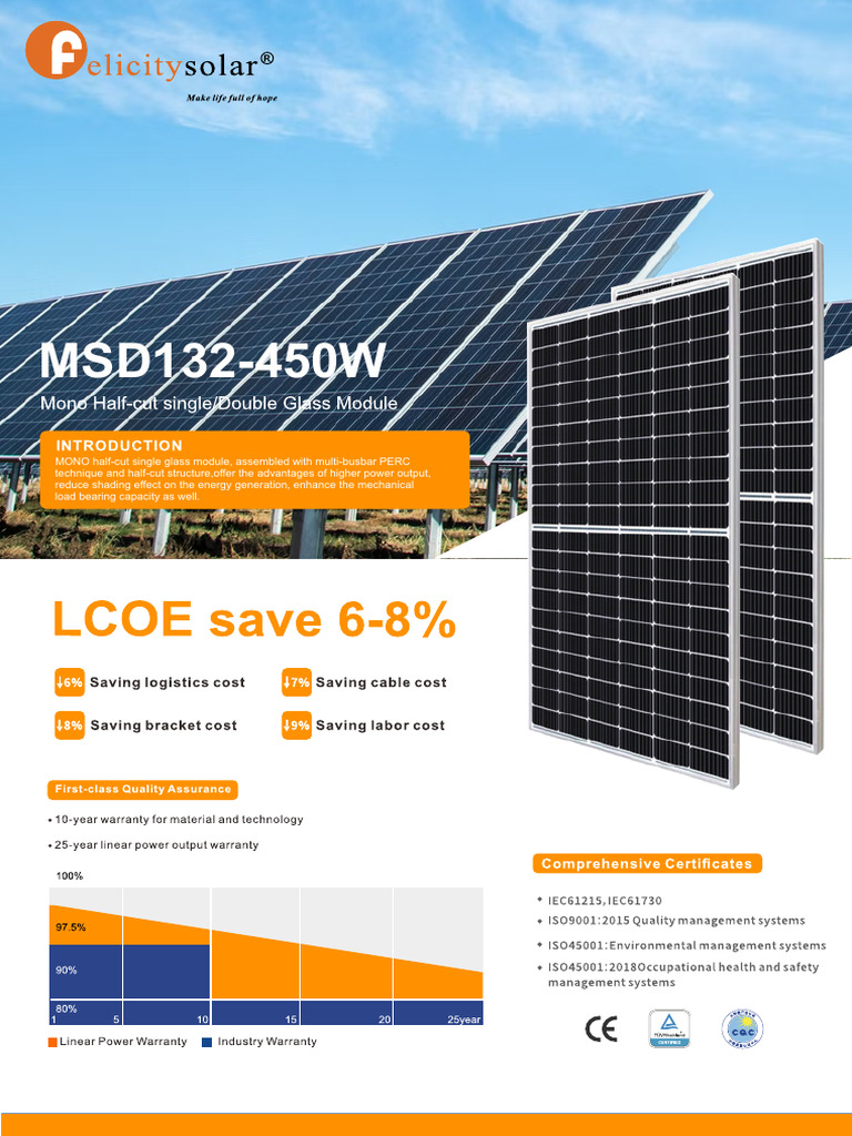High-Efficiency 450W Mono Solar Module | PDF
