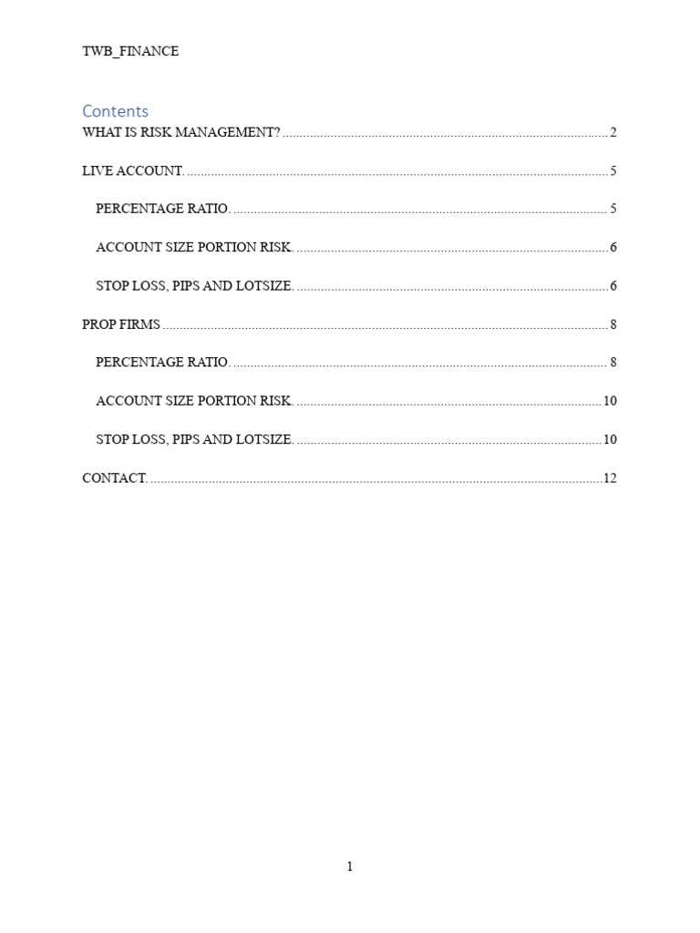 Risk Management For Prop Firm Traders A Step By Step Guide Pdf Risk