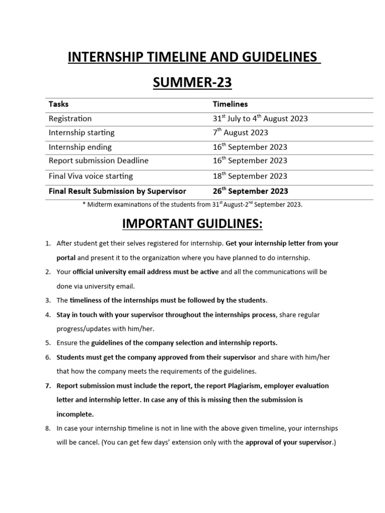 Internship Timelines PDF