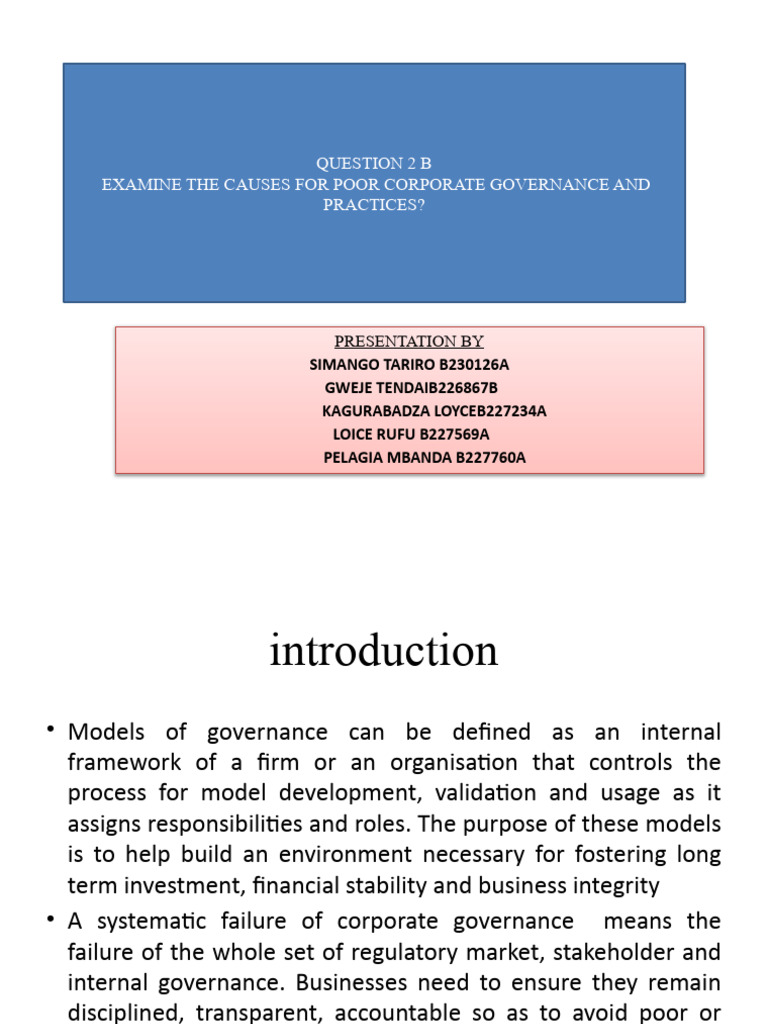 Group 2B PPT Presentation Corporate Governance | PDF | Governance ...