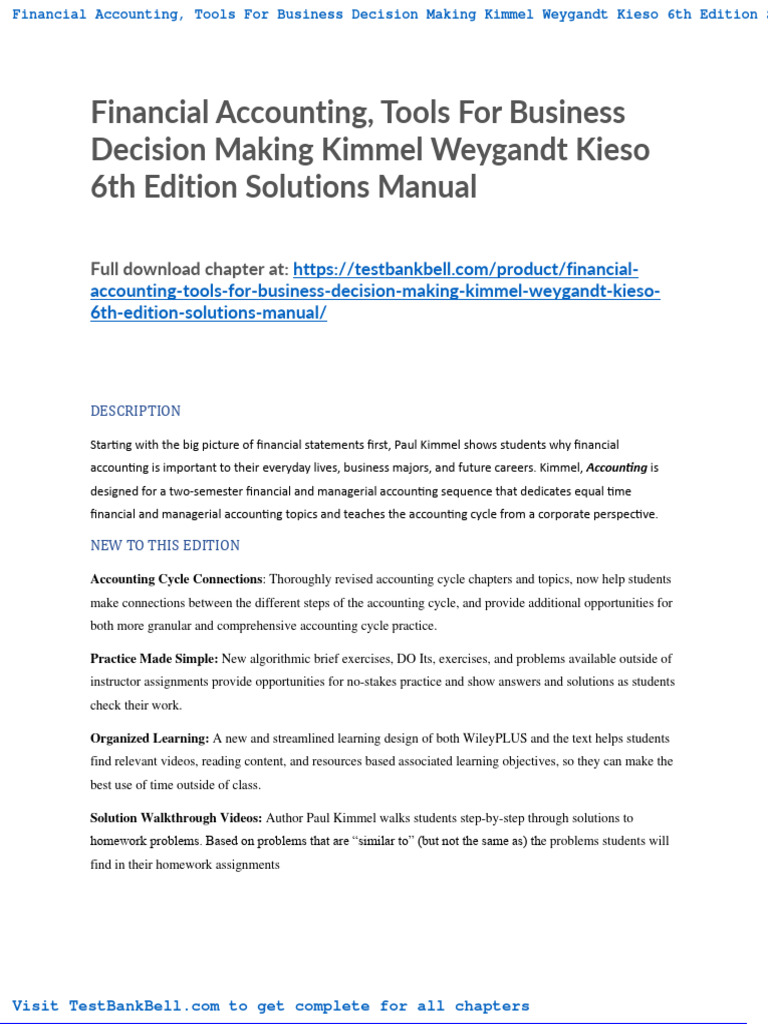 Financial Accounting Tools For Business Decision Making Kimmel Weygandt
