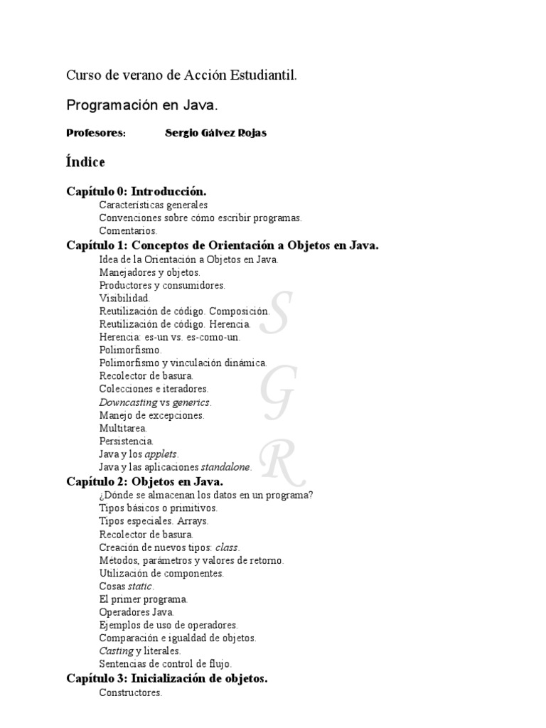 Lenguajes de Programación (UNED) - Curso de Java | PDF | Java (lenguaje ...