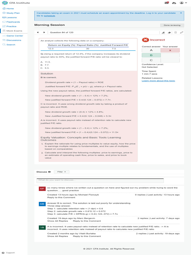 Mock Exam Review Cfa Institute Download Free Pdf Price Earnings