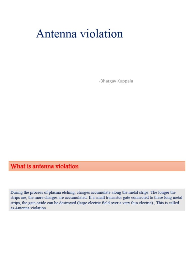 Antenna Violation PDF Semiconductor Device Fabrication Field