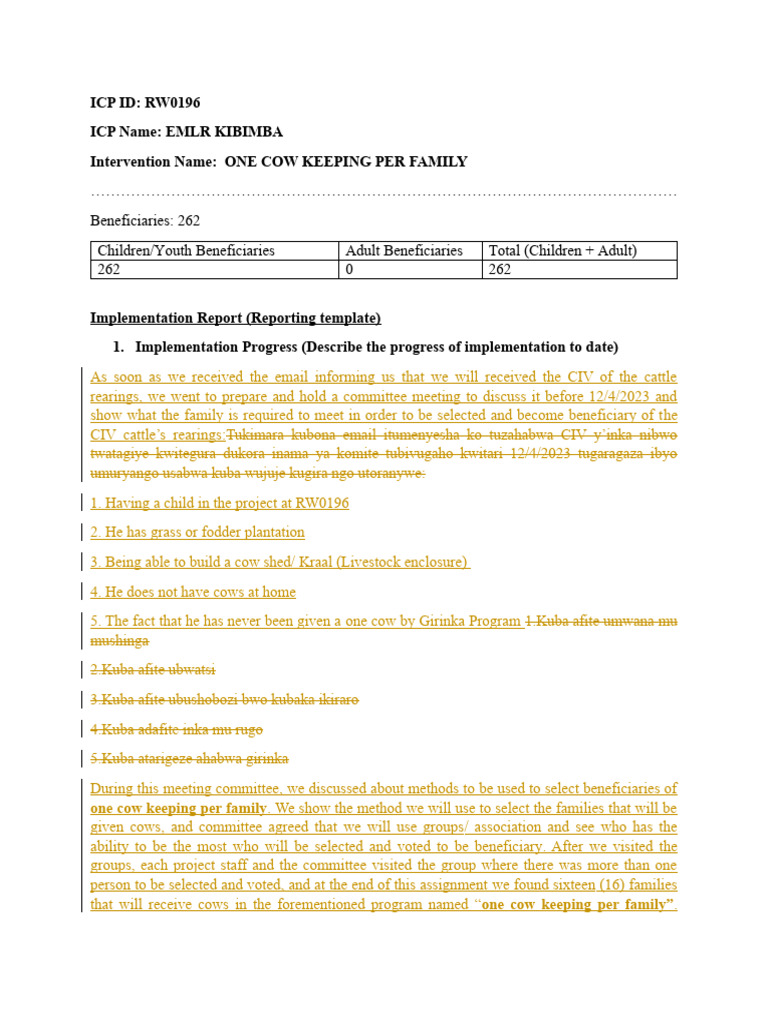 Community Cow Distribution | PDF | Livestock | Domestication