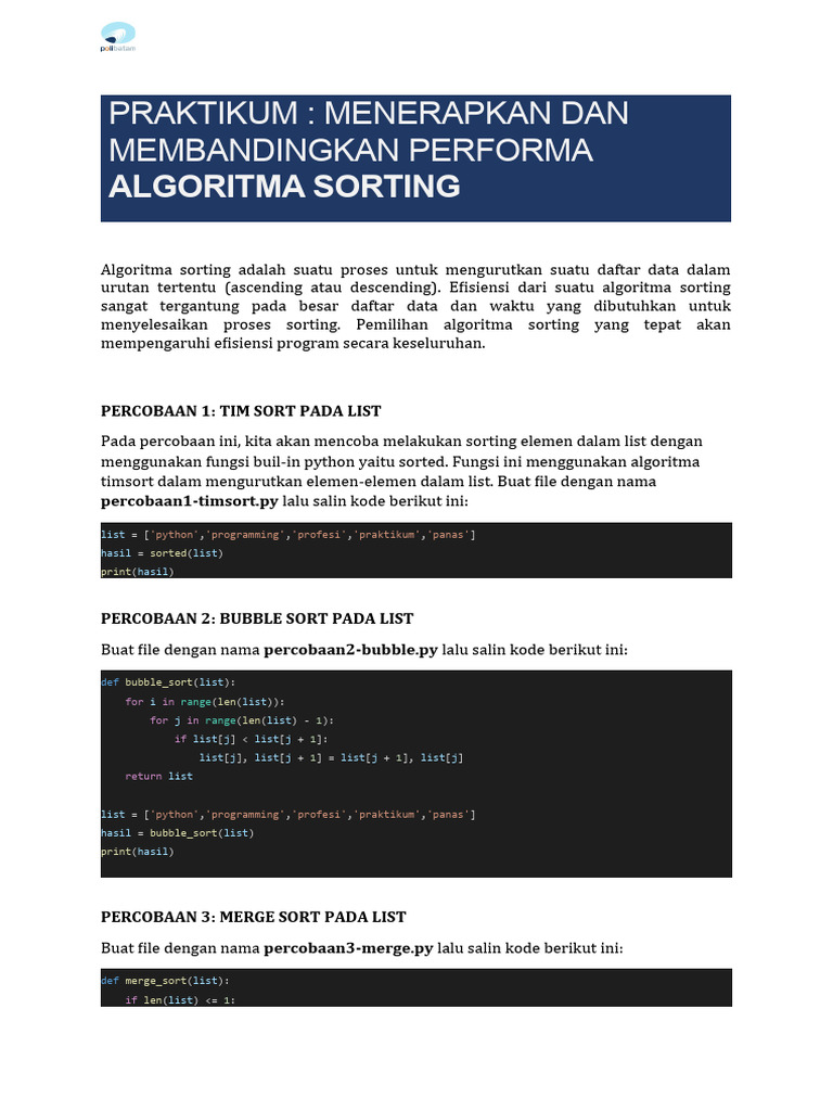 Perbandingan Performa Algoritma Sorting | PDF