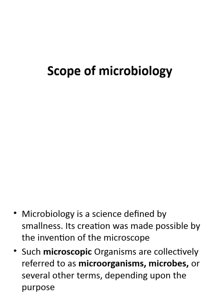 Scope of microbiology PDF Microbiology