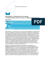 Geopolitics of Sensing and Knowing Mignolo