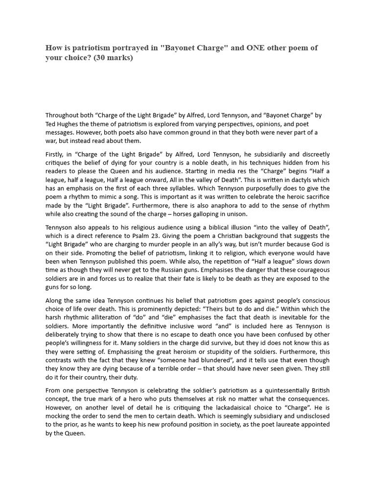 Charge and Charge of The Light Brigade Comparison PDF