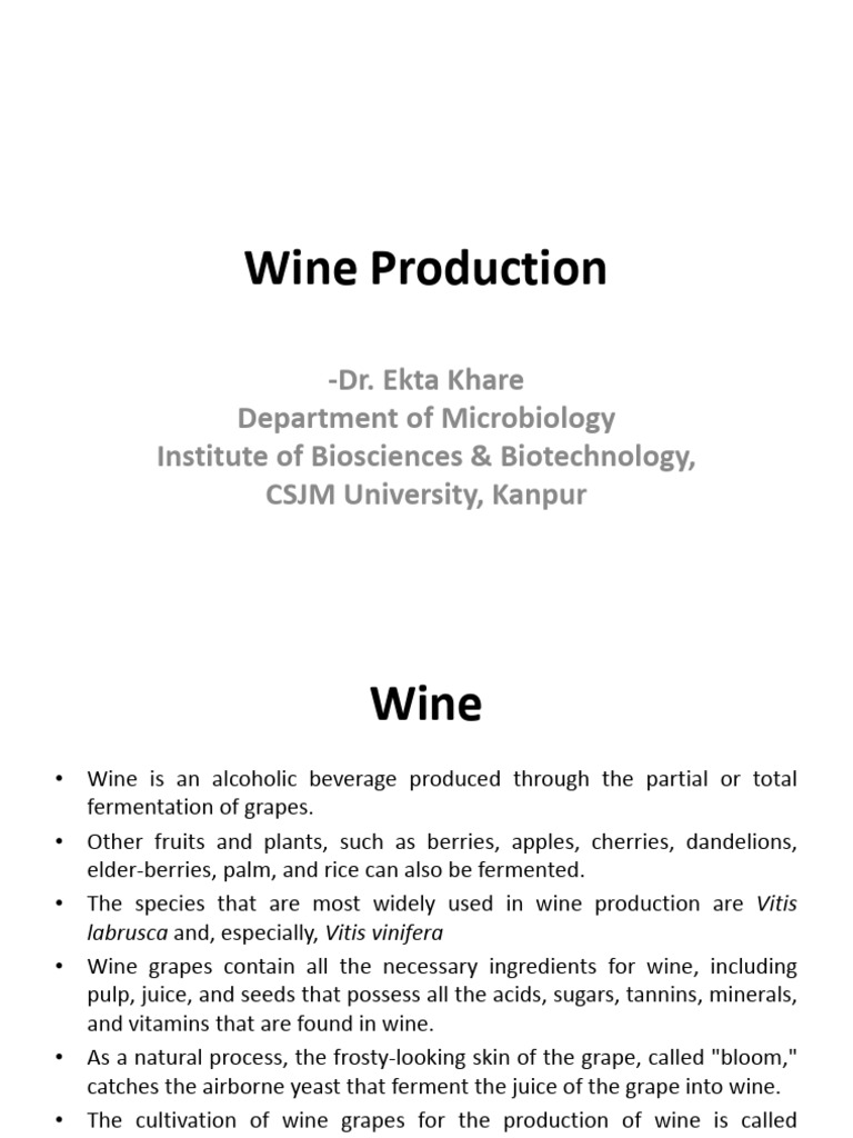 Wine Production PDF Fermentation In Winemaking Winemaking