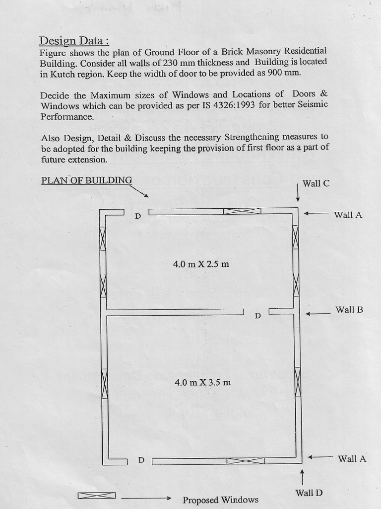 Design of Masonry Building As Per IS 4326-1993 | PDF