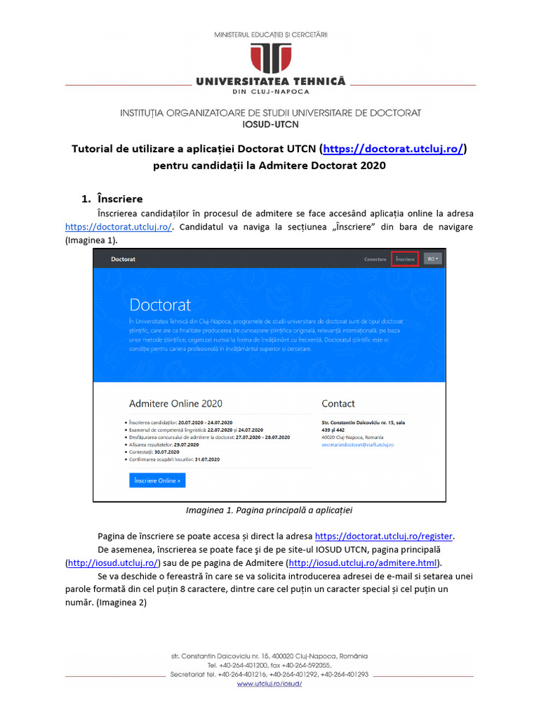 Admitere Doctorat UTCN - Tutorial Utilizare Aplicatie - Doctorat - UTCN ...