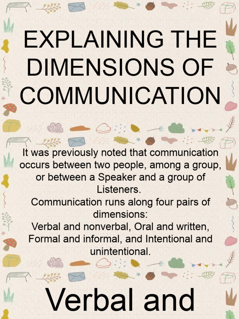 Dimensions of Communication Explained | PDF