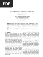 A Criptografia RSA e o Algoritmo Chines Do Resto