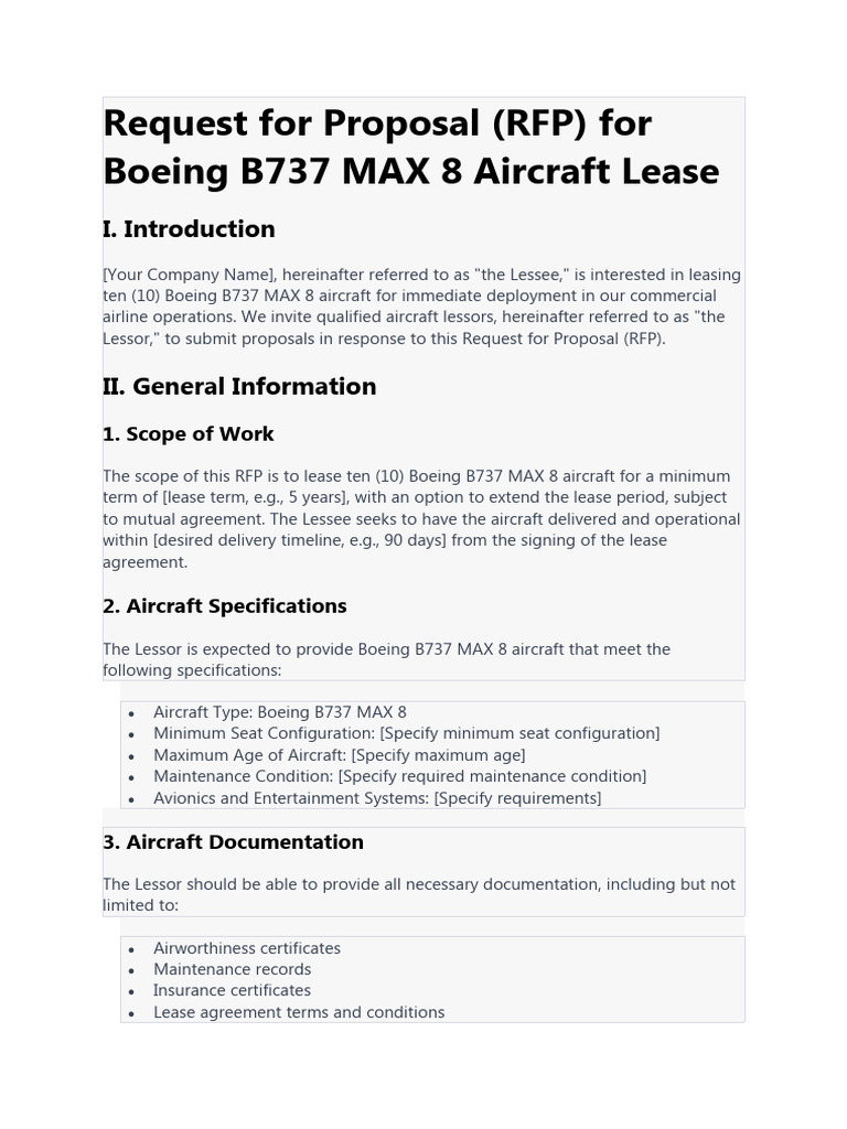 RFP Format PDF Lease Request For Proposal