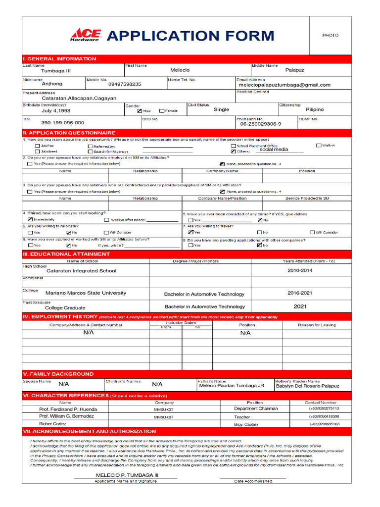Application Form | PDF