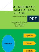 Characteristics of Mathematical Language - Precise, Concise, Powerful