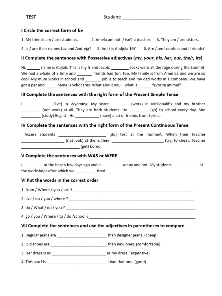 5.razred TEST | PDF | Syntax | Grammar