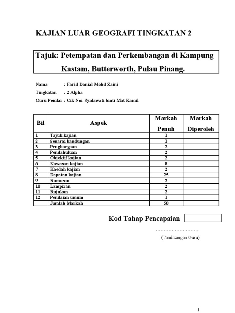 kerja lapangan geografi tingkatan 2