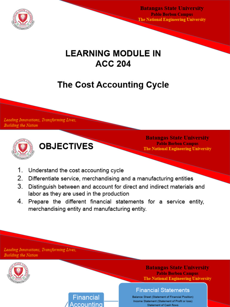 Cost Accounting Cycle Learning Module | PDF | Inventory | Cost Of Goods ...