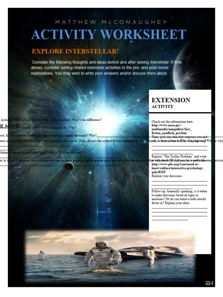 Interstellar Movie Activity Worksheet | PDF | Psychology | Cognition
